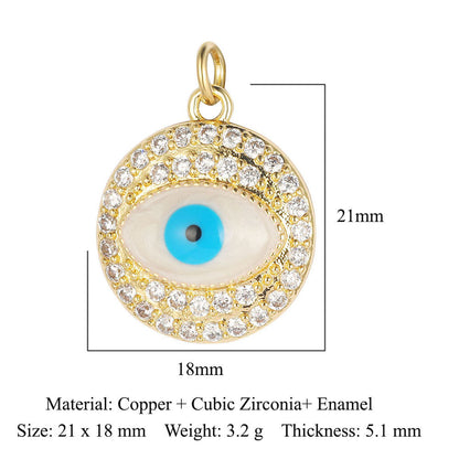 Devil's Eye Copper Zircon DIY Jewelry Pendant