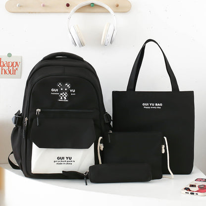 4-piece school bag preppy backpack