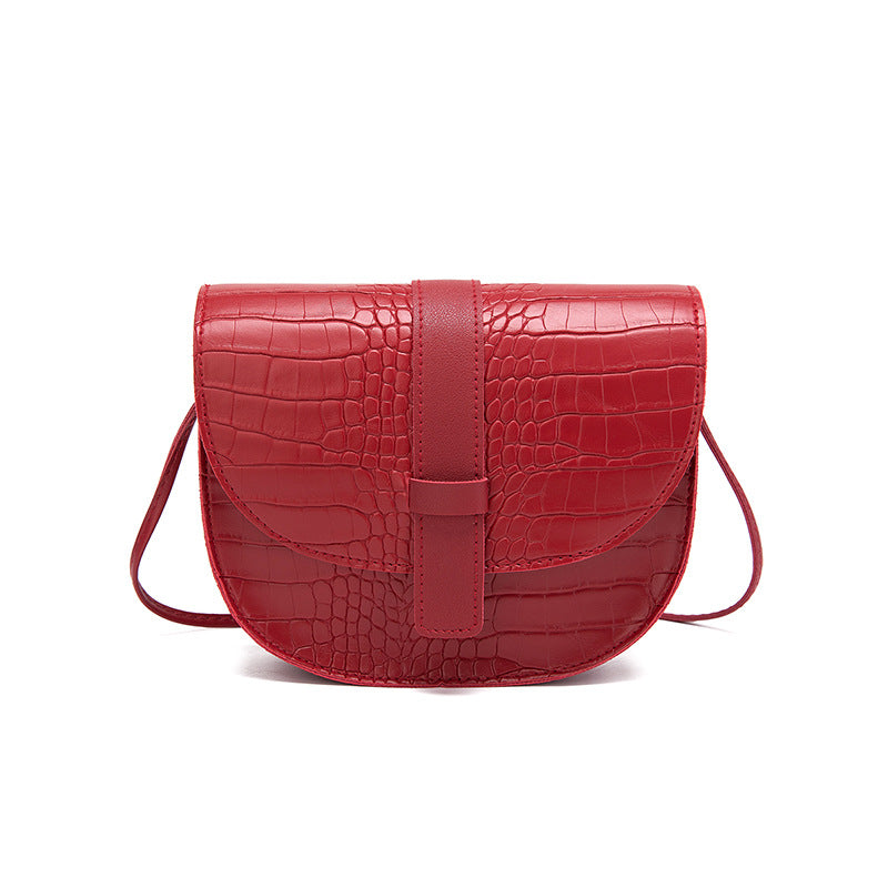 Crocodile pattern saddle bag women's bag new