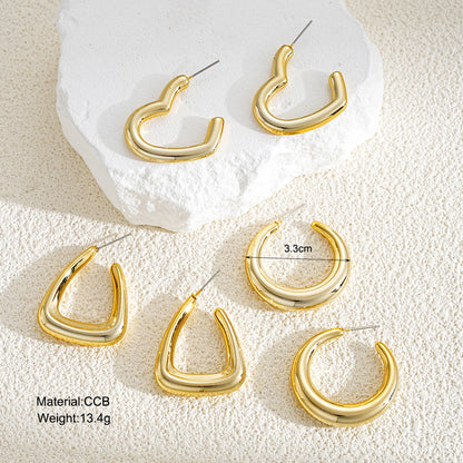 Geometric Heart Earrings Set