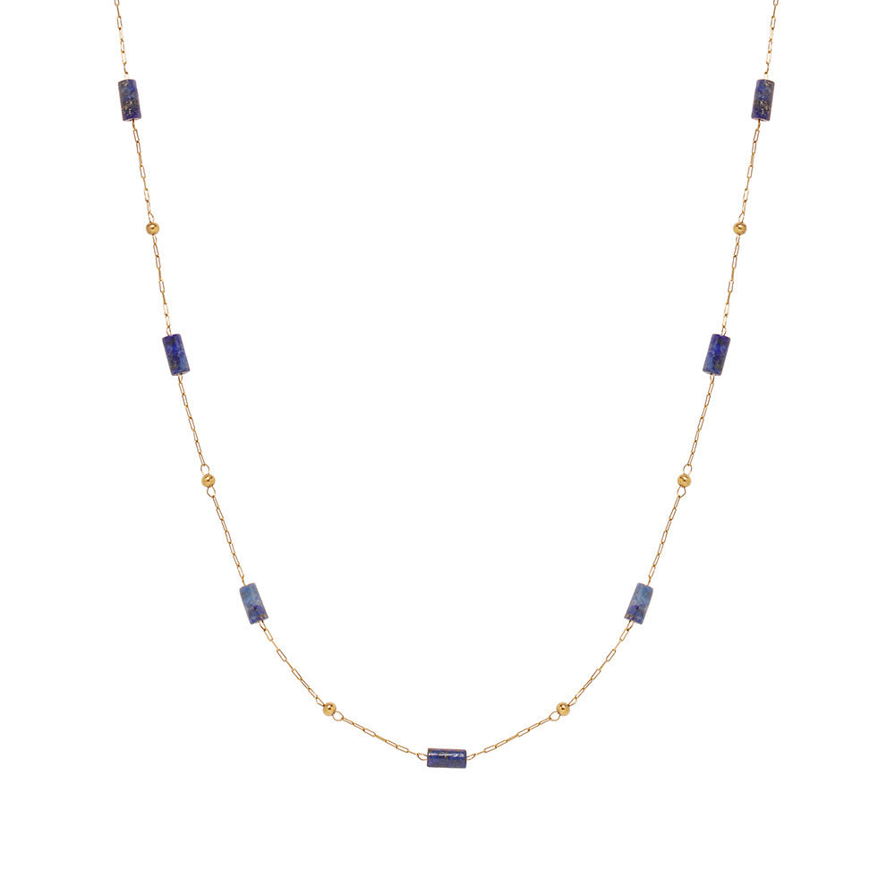 lapis lazuli pipe bead hand necklace