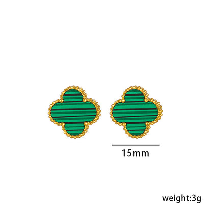 High-Quality Titanium Steel Clover Earrings, 18K Gold, Fashion Designer Version