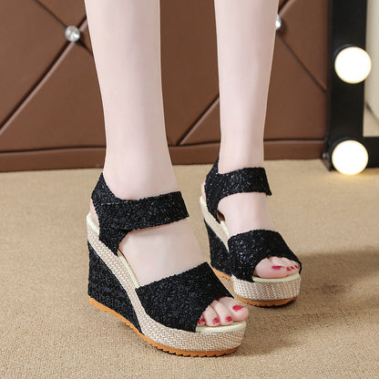 Wedge heel fish mouth sandals