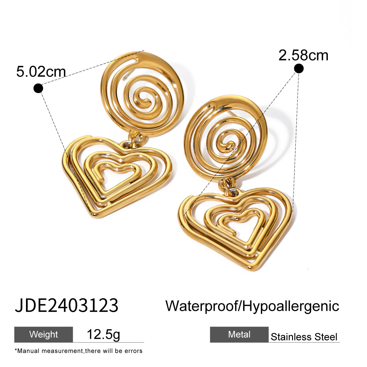 Threaded Circle Heart Pendant Earrings