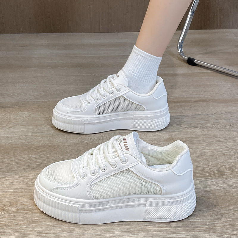 women's casual white mesh thick sole shoes