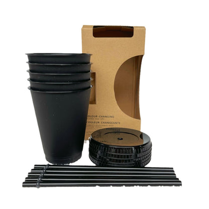 475Ml black straw coffee cup