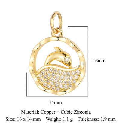 Copper zircon pendant, round ball beetle DIY.