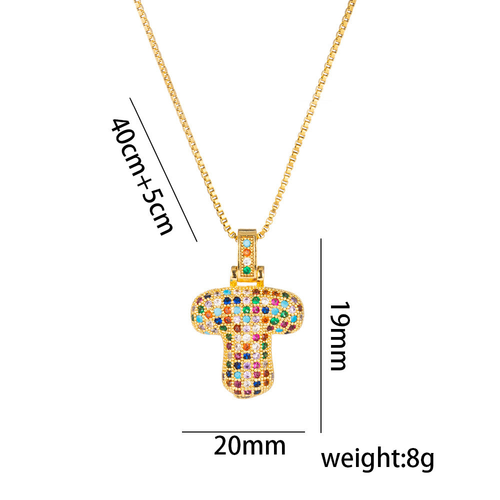 Colorful Zircon Letter Pendant Necklace for Amazon