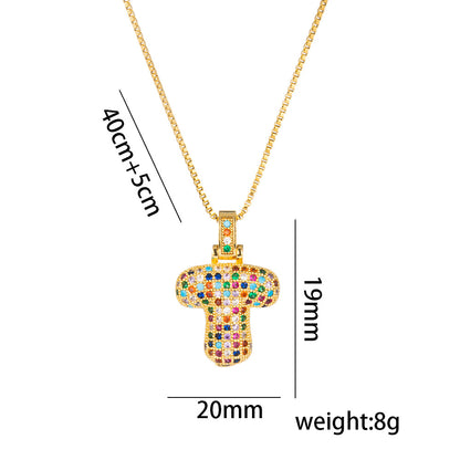 Colorful Zircon Letter Pendant Necklace for Amazon