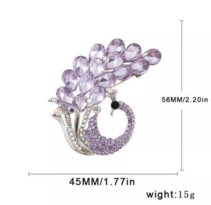 Purple Peacock Brooch