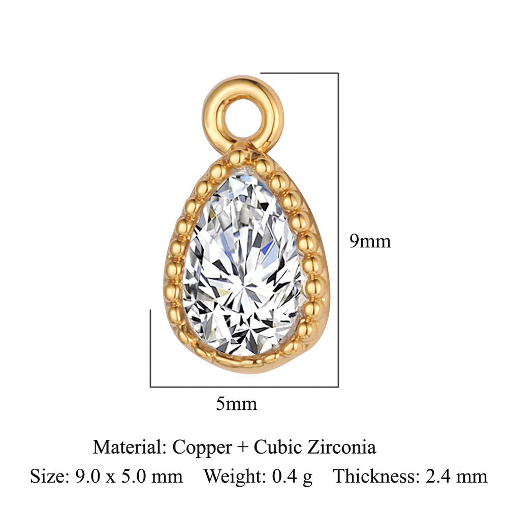 Copper zircon round oval pendant.