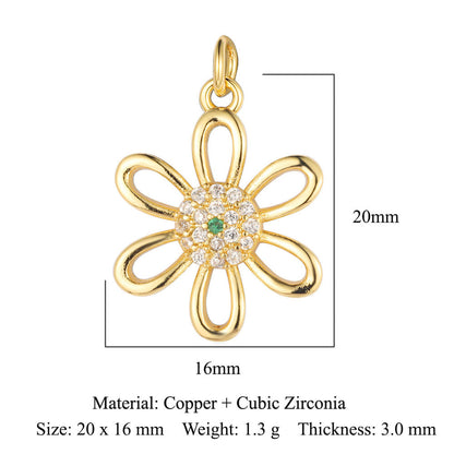 Sunflower Rose Clover Copper Zircon Pendant