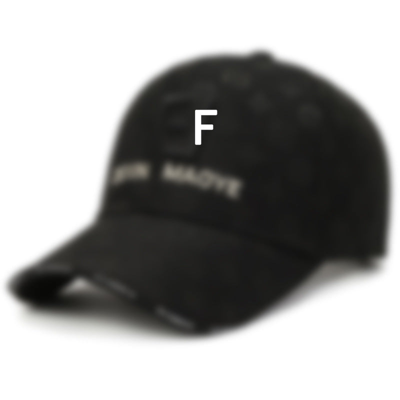 F Letter Embroidered Breathable Sun Protection Baseball Cap