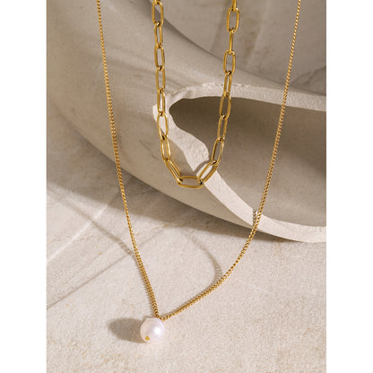 Pearl Double Layer Long Necklace