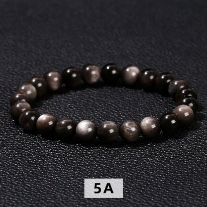 Pulsera de obsidiana plateada con ojos naturales 8A 