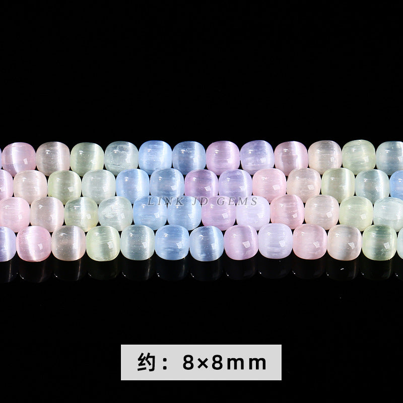 Optimize colored gypsum stone barrel beads Colorful opal beads