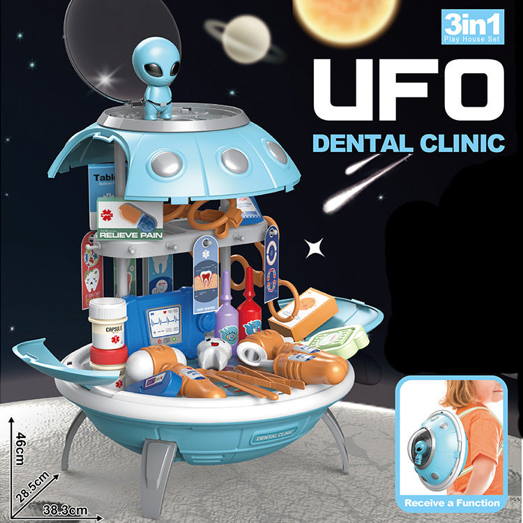 Dress-Up Burger Medical Tools UFO Planet Projection Storage Backpack Pretend Play Toy