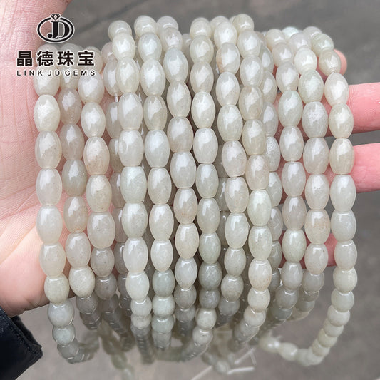 8 * 12Mm natural She Taicui jade rice beads bucket beads loose beads