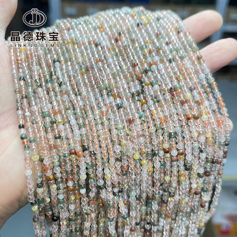 3Mm natural color hair crystal loose beads red and green hair crystal round beads