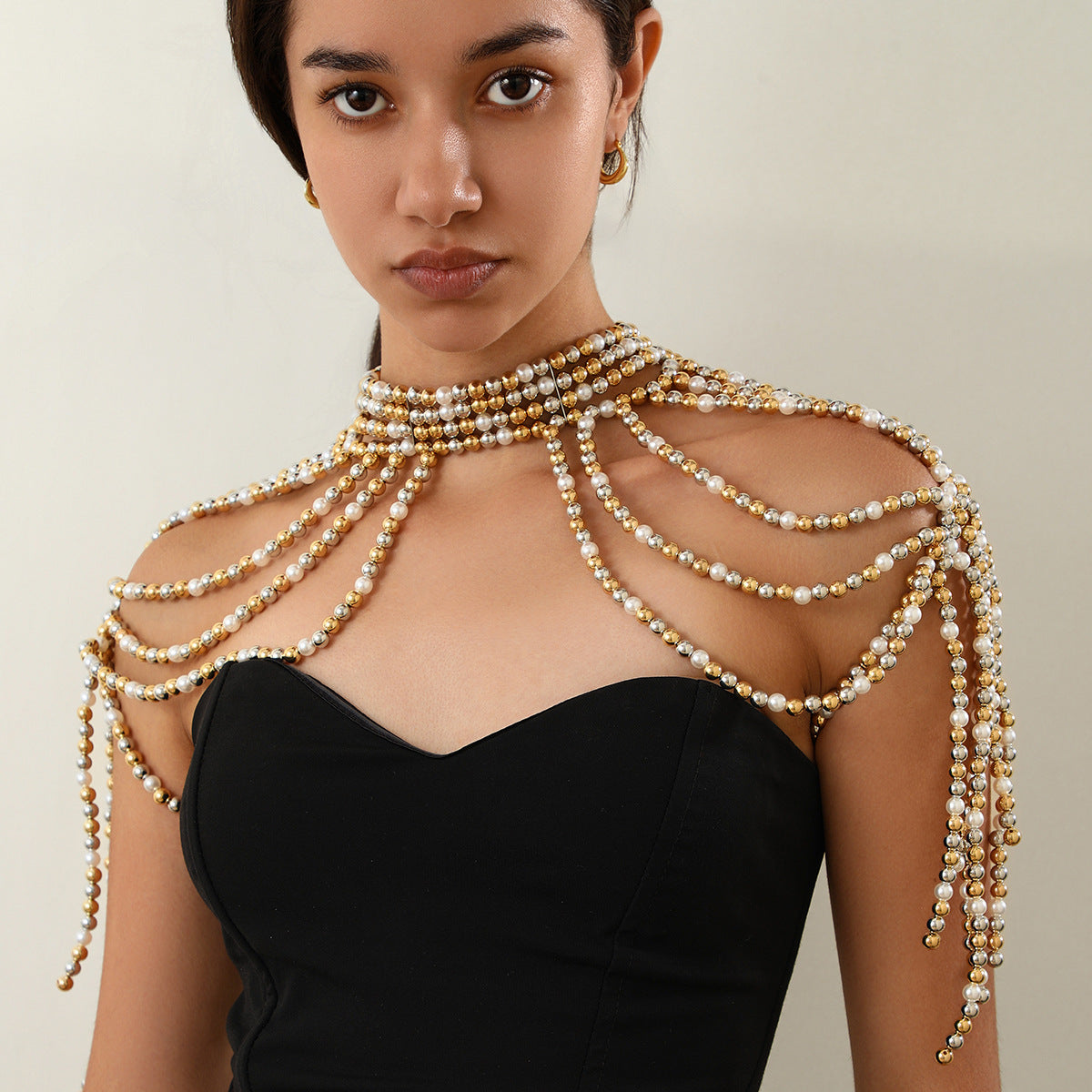 Woven Shawl Pearl Necklace Body Chain