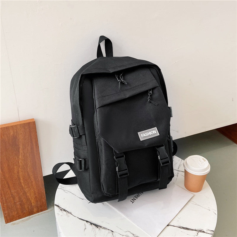 Solid color backpack Oxford cloth school bag