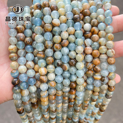 Natural blue calcite beads