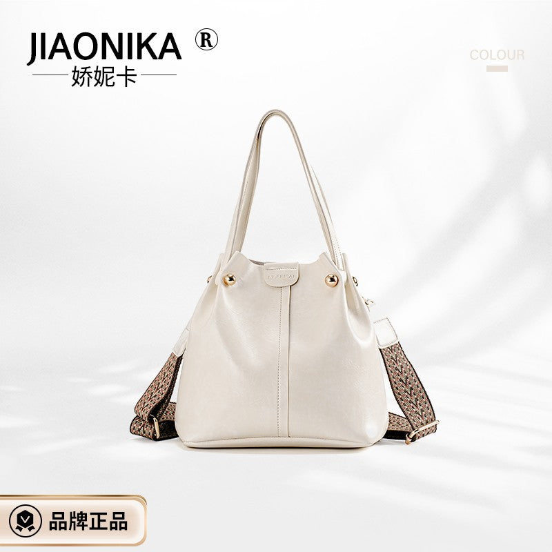 Bucket bag pleated shoulder bag