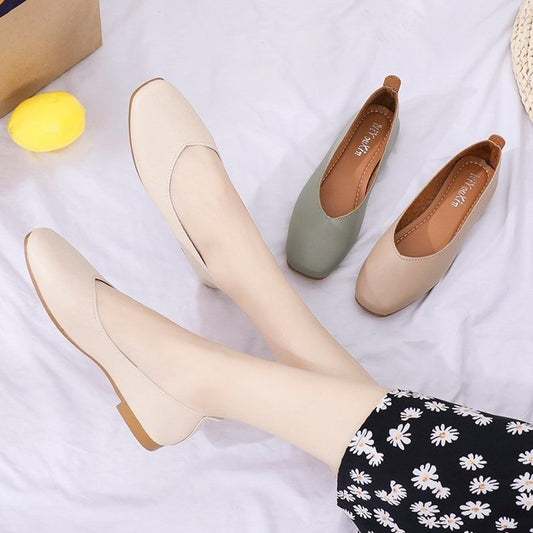 Casual square head shallow mouth flat shoes wholesale