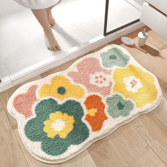 Non-slip floral bath mat