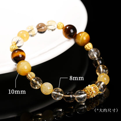 Natural yellow tiger's eye stone citrine mixed bracelet.