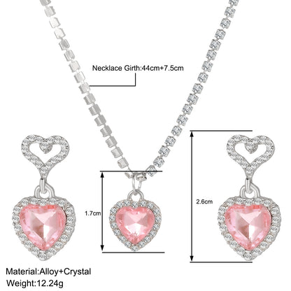 Heart Bridal Necklace Earrings Set