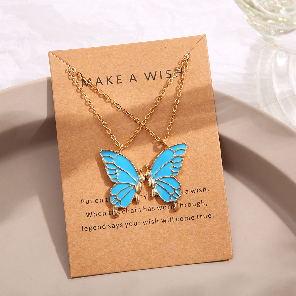 Colorful butterfly necklace clavicle chain