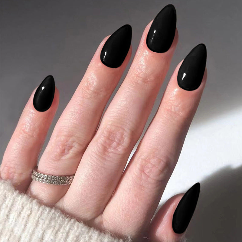 Black Short Almond Detachable Nail