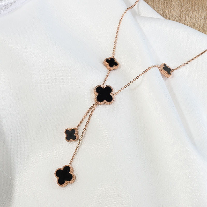 Double-sided four-leaf clover necklace