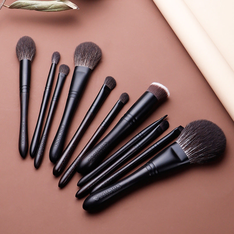 Ebony Wood 11-Piece Animal Hair Makeup Brush Set