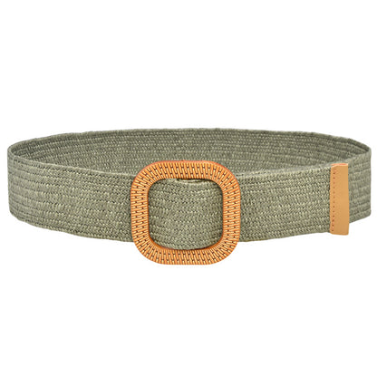 Woven Wooden Buckle Women's Waist Seal