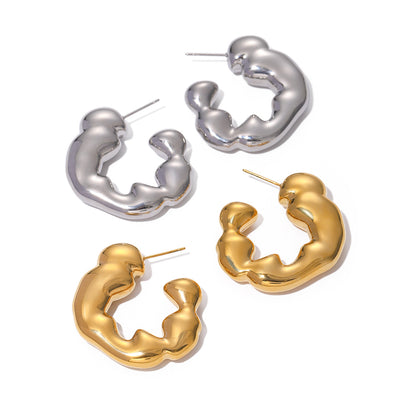 C-shaped titanium steel earrings