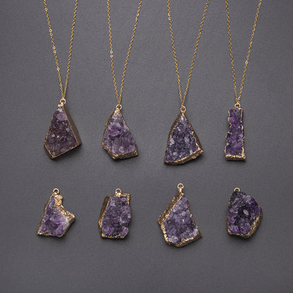 Crystal Pendant Cluster Colored Random Stone Amethyst