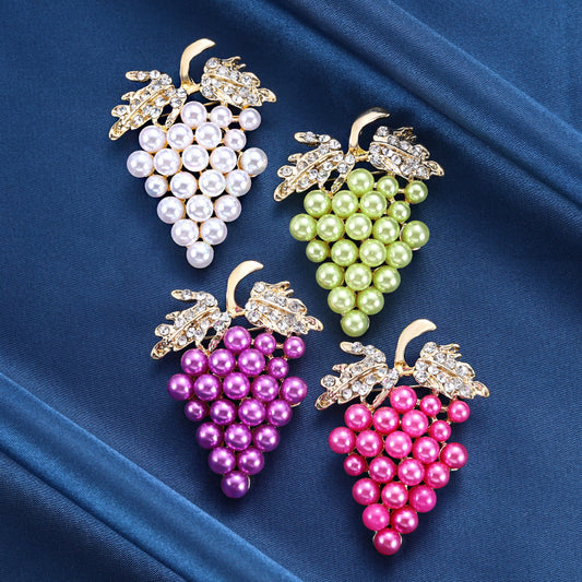 Fruit Brooch Grape String Rhinestones