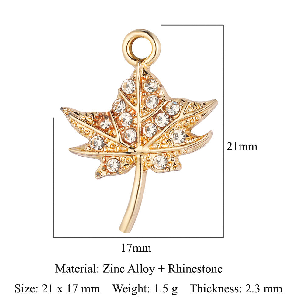 5pcs/pack Crown Maple Leaf Zinc Alloy Pendant