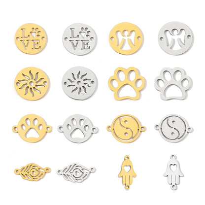 20 pcs/pack dog paw angel gossip titanium steel DIY pendant