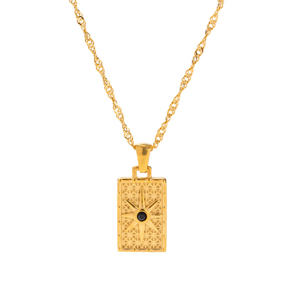 Double-sided square pendant necklace