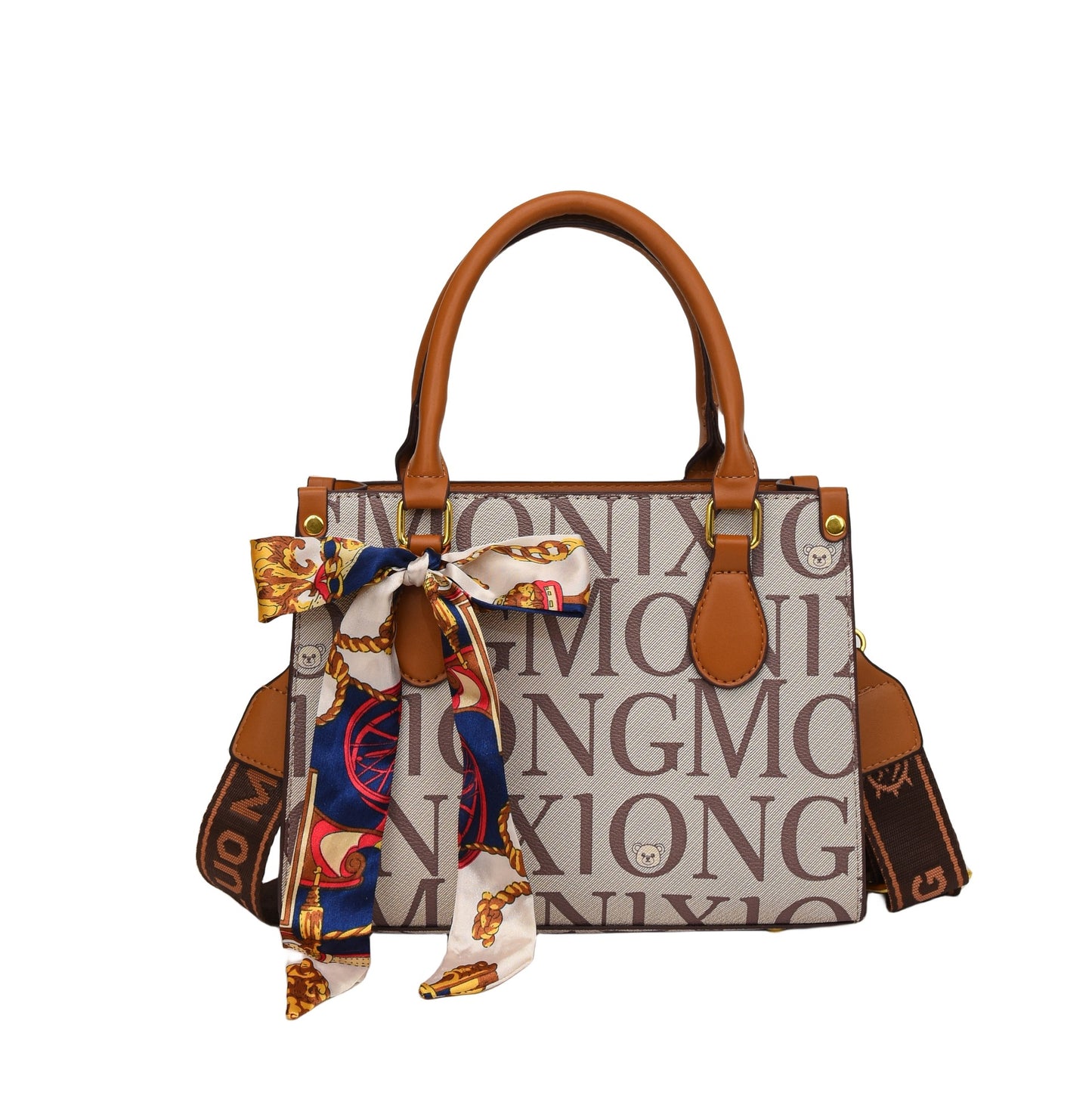 Premium printed letter silk scarf handbag