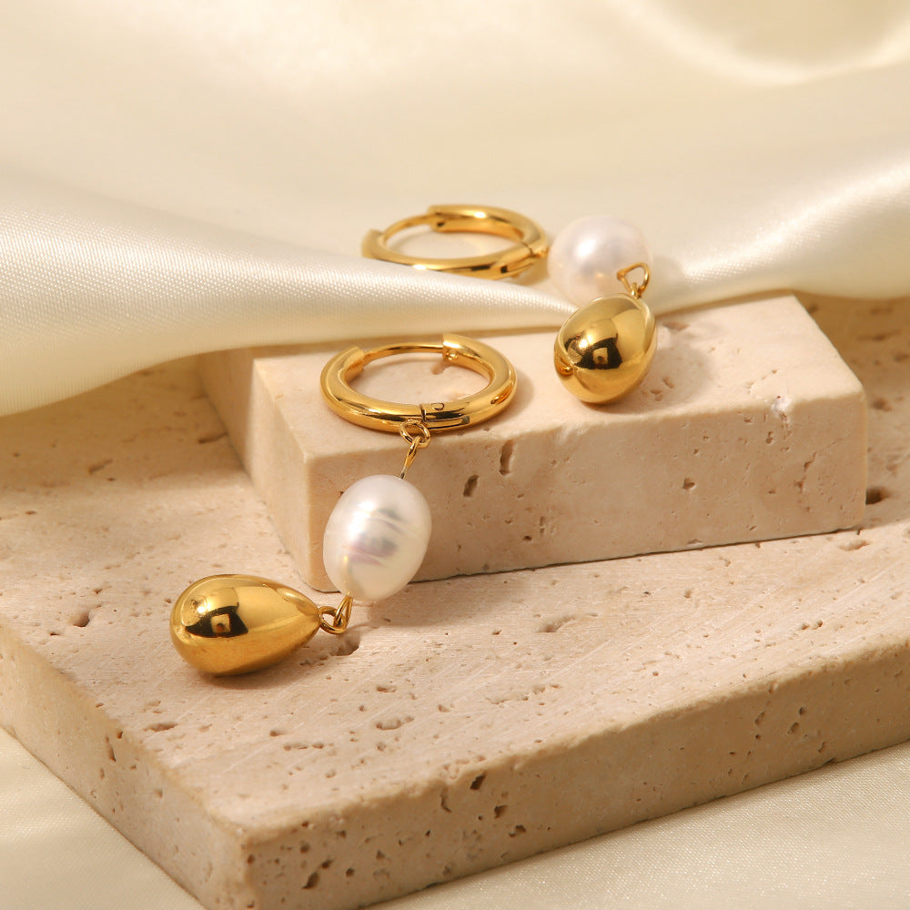 Natural pearl 18K gold plated earrings