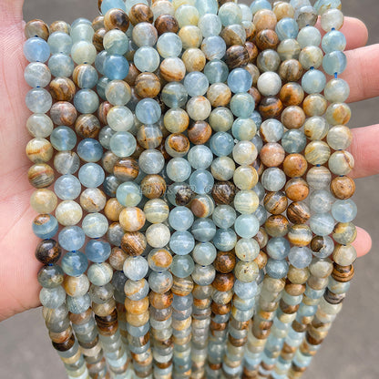 Natural blue calcite beads