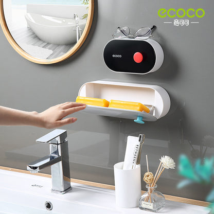 Wall-Mounted No-Drill Double-Drain Soap Dish