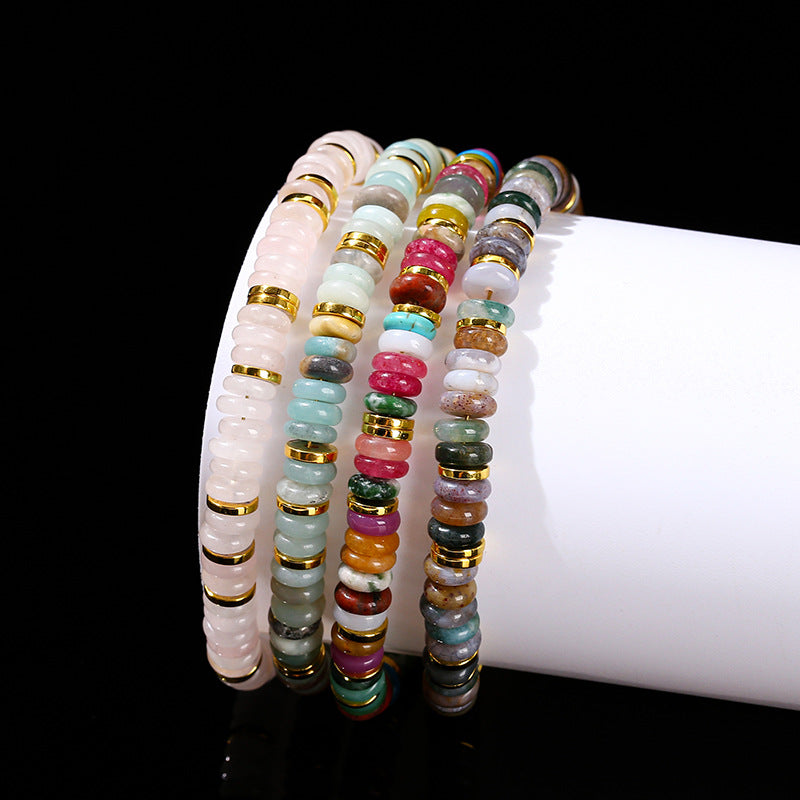 Natural Powder Crystal Tablet Bead Bracelet