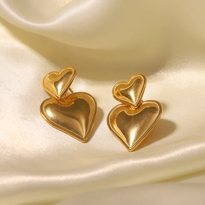 18k gold-plated heart pendant earrings