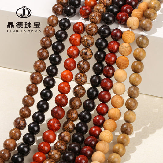 Round wood bead gold silk sandalwood loose bead DIY