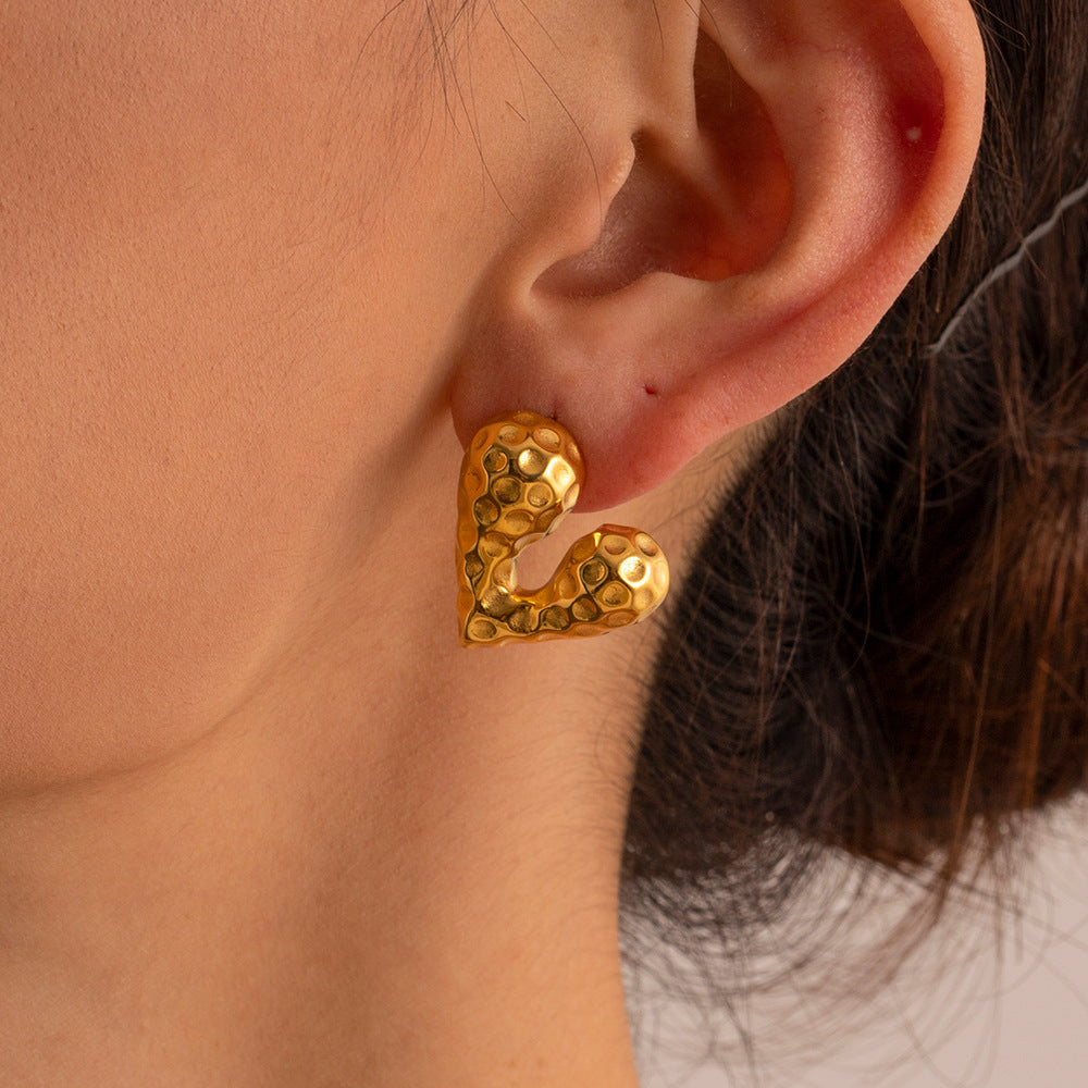 18K Gold Liquid Heart Shaped Earrings